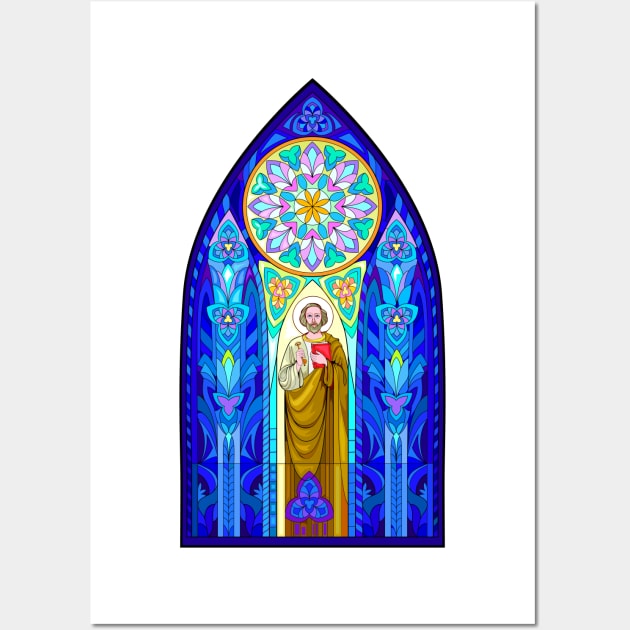 Gothic stained glass window with Peter the Apostle Wall Art by Artist Natalja Cernecka